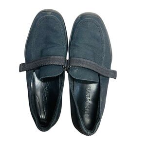 Vintage PRADA Vibram Black Adjustable Strap Canvas Loafers Italy 37.5